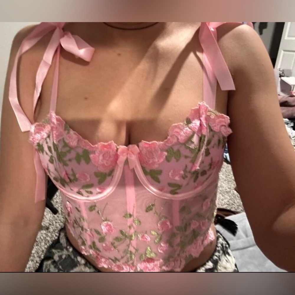 Floral mesh bustier